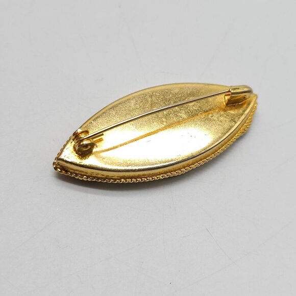 Micro Mosaic Floral Multicolor Brooch Dark Gold Tone Metal Unmarked Pin - Picture 3 of 4